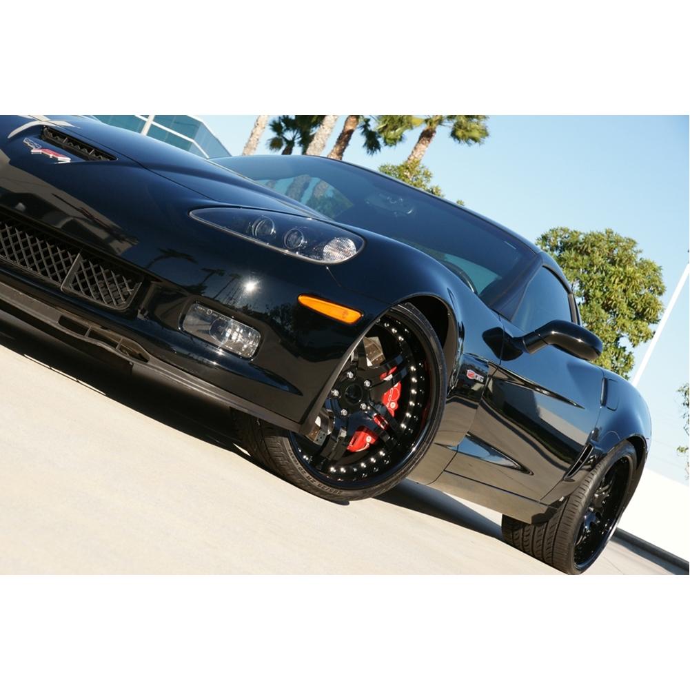 Corvette Custom Wheels - WCC 946 EXT Forged Series (Set) : Gloss Black with Red Stripe