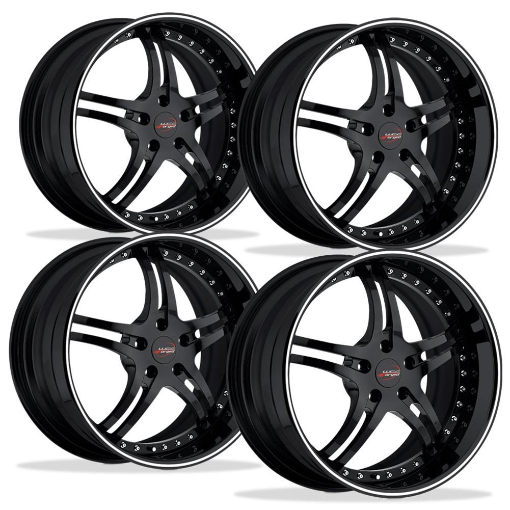 Corvette Custom Wheels - WCC 946 EXT Forged Series (Set) : Gloss Black with White Stripe