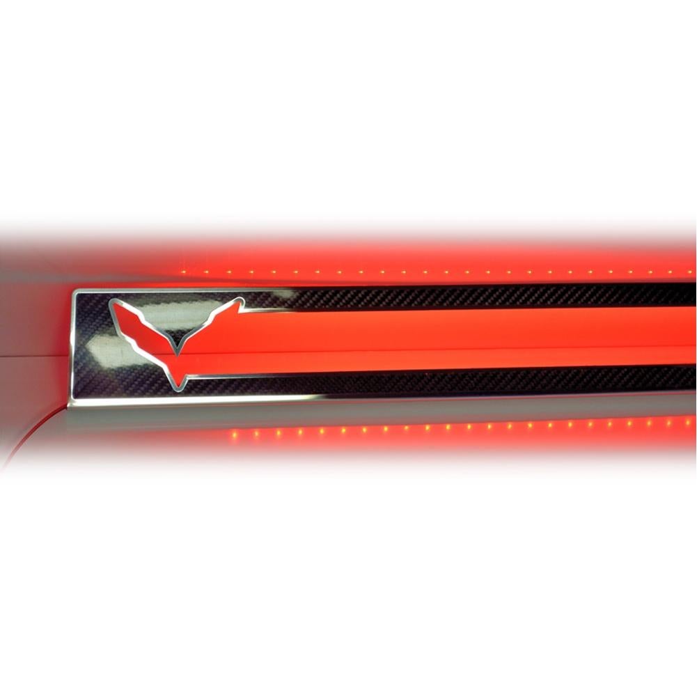 Corvette Door Sill - Carbon Fiber Overlay w/Polished Trim & LED Lighting Kit : C7 Stingray, Z51