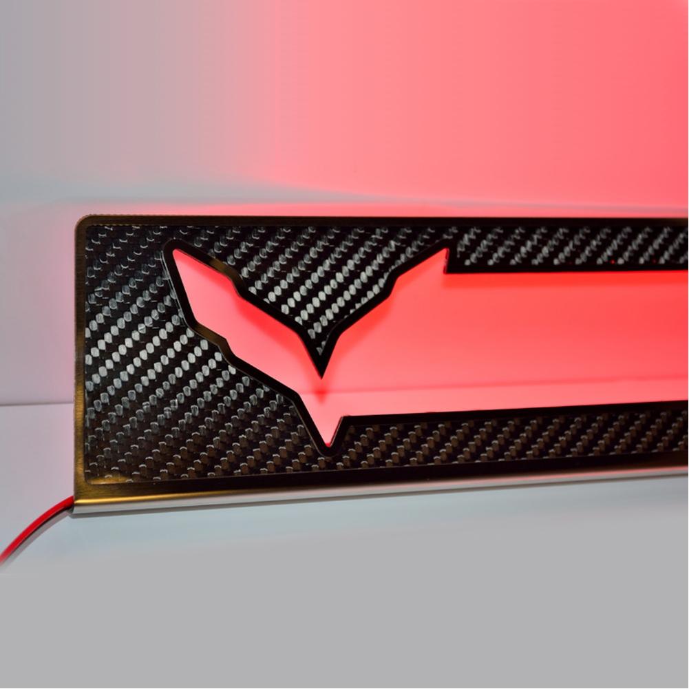 Corvette Door Sill - Carbon Fiber Overlay w/Polished Trim & LED Lighting Kit : C7 Stingray, Z51