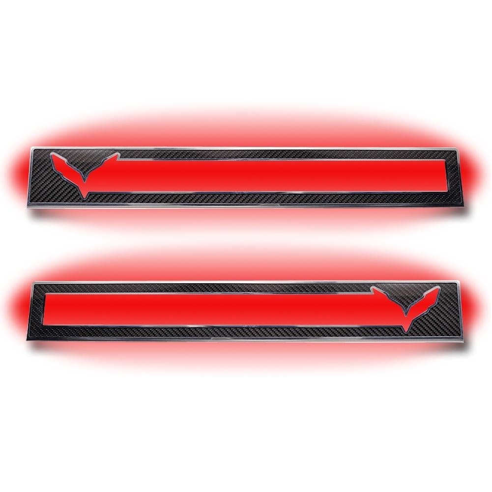 Corvette Door Sill - Carbon Fiber Overlay w/Polished Trim & LED Lighting Kit : C7 Stingray, Z51