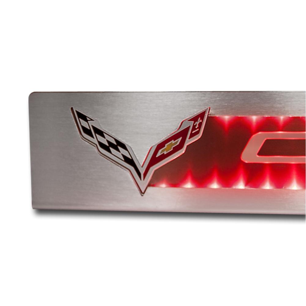 Corvette Door Sill Overlay with LED Lighting Kit - Brushed : C7 Stingray, Z51, Z06, Grand Sport