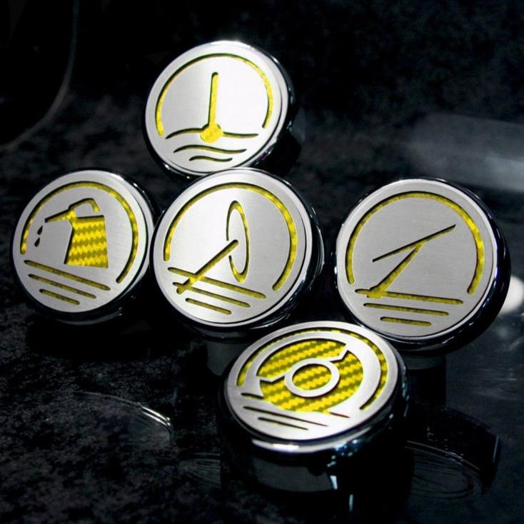 Corvette Engine Cap Set Executive Series - Chrome/Carbon Fiber/Brushed Overlay : 2005-2013 C6 or Grand Sport Auto