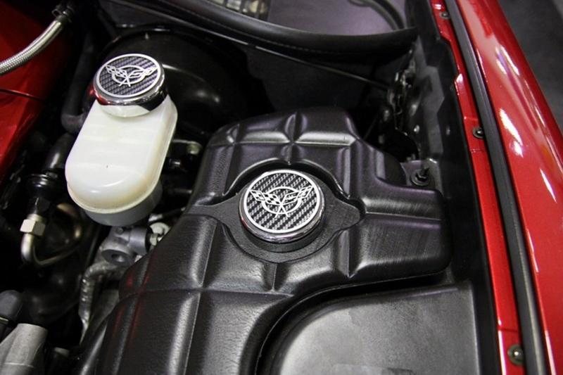 Corvette Engine Cap (Set) - Stainless Steel w/C5 Emblem and Carbon Fiber Insert : 1997-2004 C5 & Z06