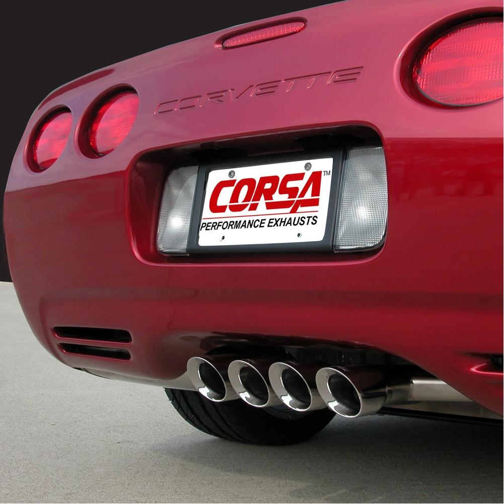 Corvette Exhaust System - Corsa Indy Pace Car - Tiger Shark Quad 3.5" Tips : 1997-2004 C5 & Z06