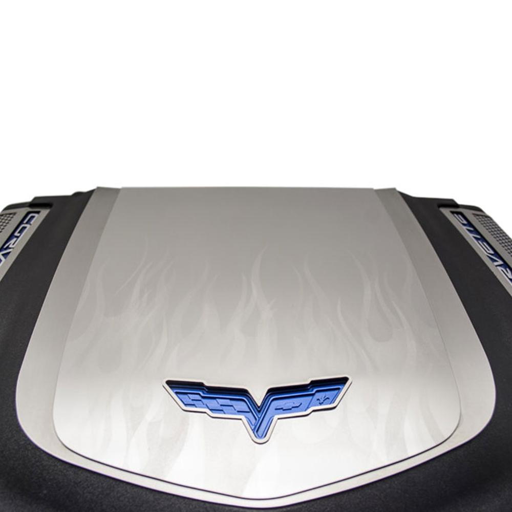 Corvette Flame Etched Engine Shroud Cover - Stainless Steel : 2009-2013 ZR1