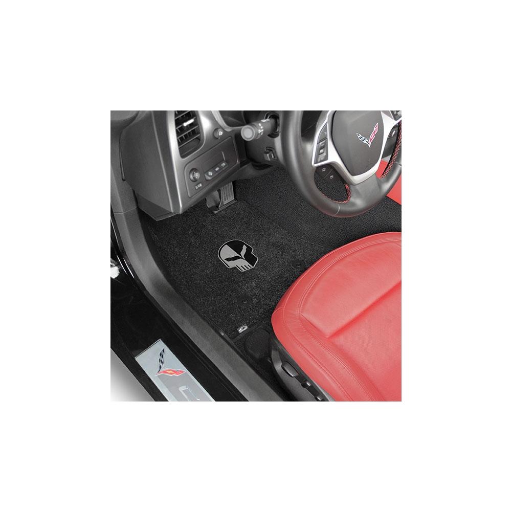 Corvette Floor Mats with Corvette Racing's Jake Skull Logo - Lloyds Mats : C7 Stingray, Z51, Z06, Grand Sport