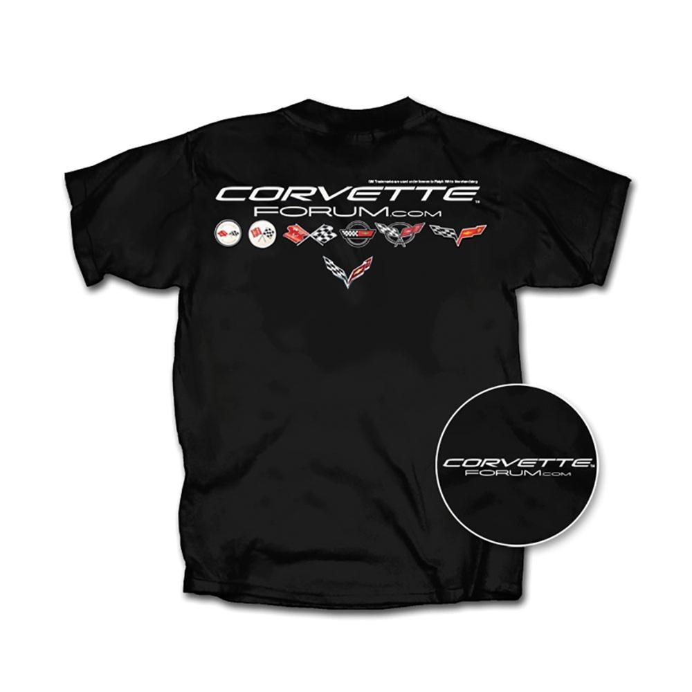 Corvette Forum C1 - C7 All Logo T-Shirt : Black