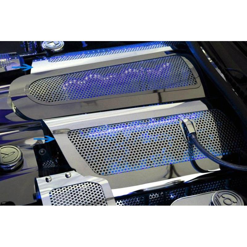 Corvette Fuel Rail Covers - Perforated Stainless Steel (Illuminated) : 2008-2013 C6 LS3