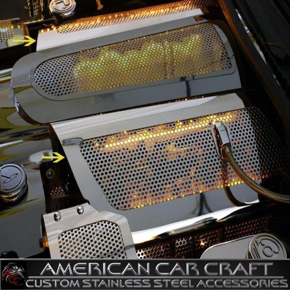 Corvette Fuel Rail Covers - Perforated Stainless Steel (Illuminated) : 2008-2013 C6 LS3