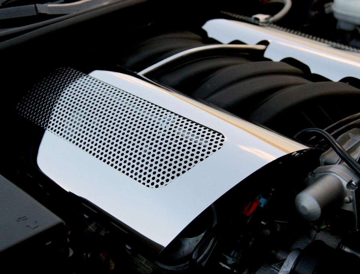 Corvette Fuel Rail Covers - Replacement - Perforated Stainless Steel : 2006-2013 Z06 LS7