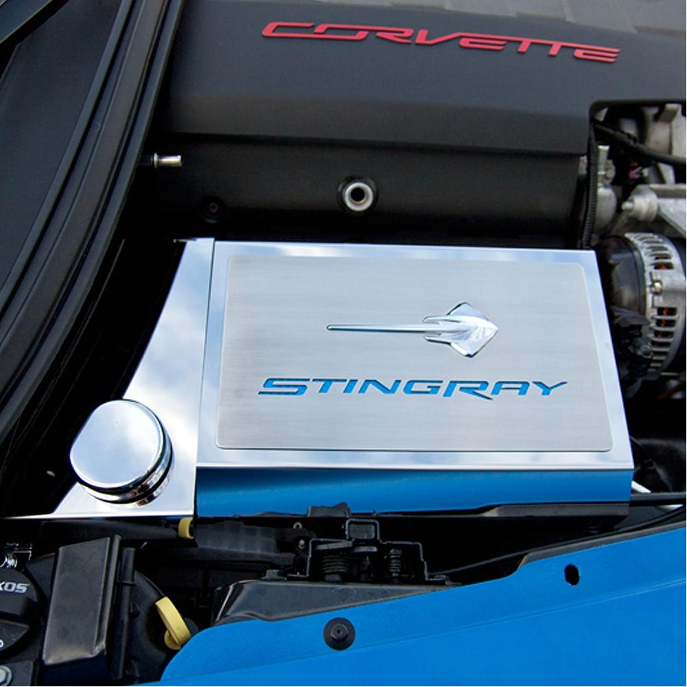 Corvette Fuse Box Cover with Stingray Emblem & Script - Carbon Fiber Colors : C7 Stingray