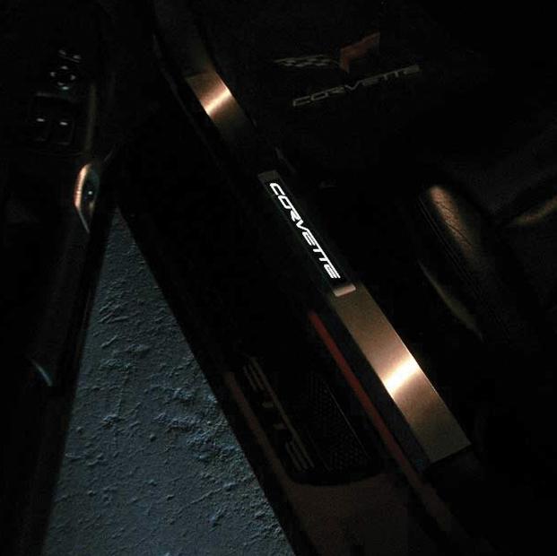 Corvette Grand Sport Flame Design - Inner Door Sill - Illuminated: 2005-2013 C6 Grand Sport