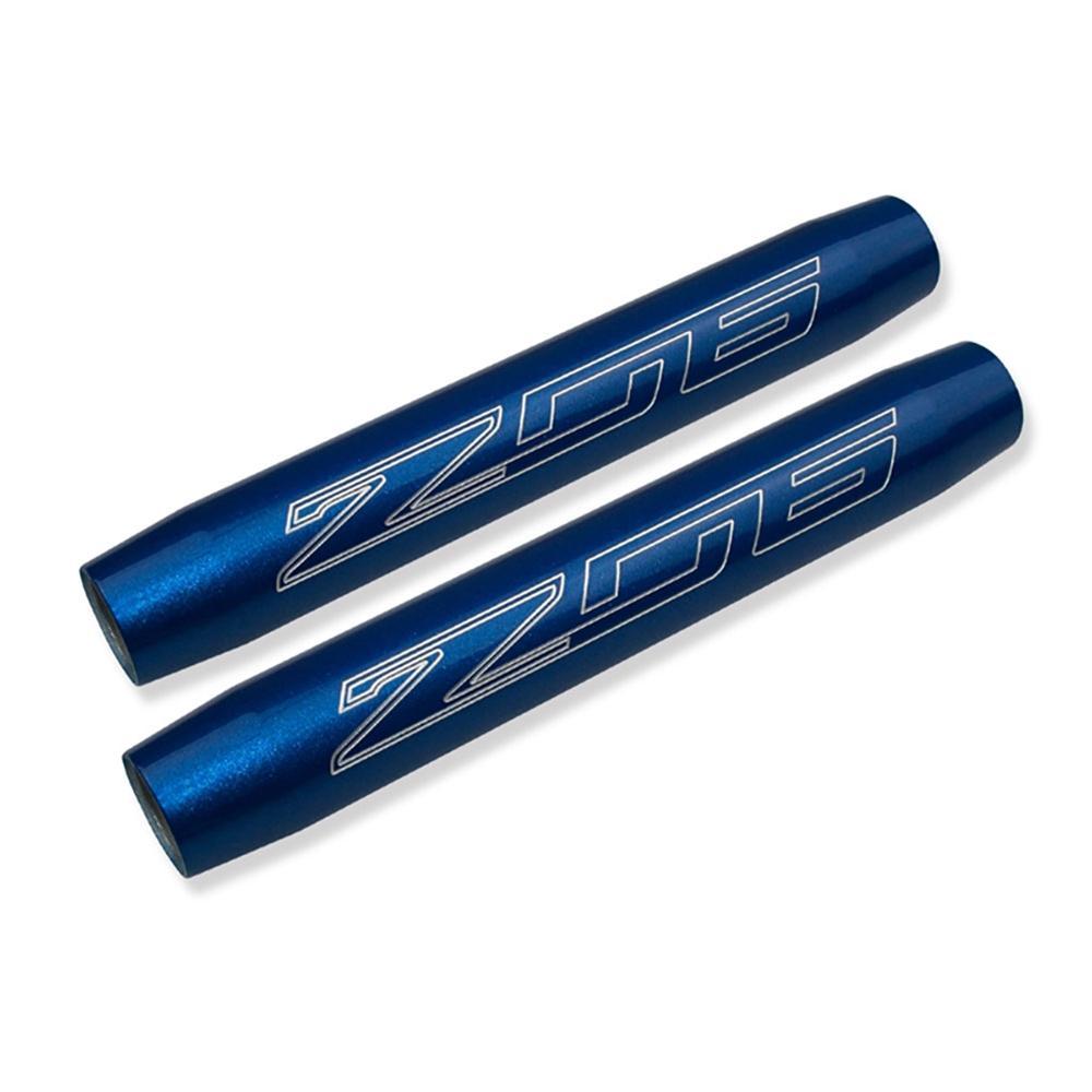 Corvette Hood Shock Covers - Billet - Laguna Blue with Z06 Font - 2 pc. Set : C7 Stingray, Z06