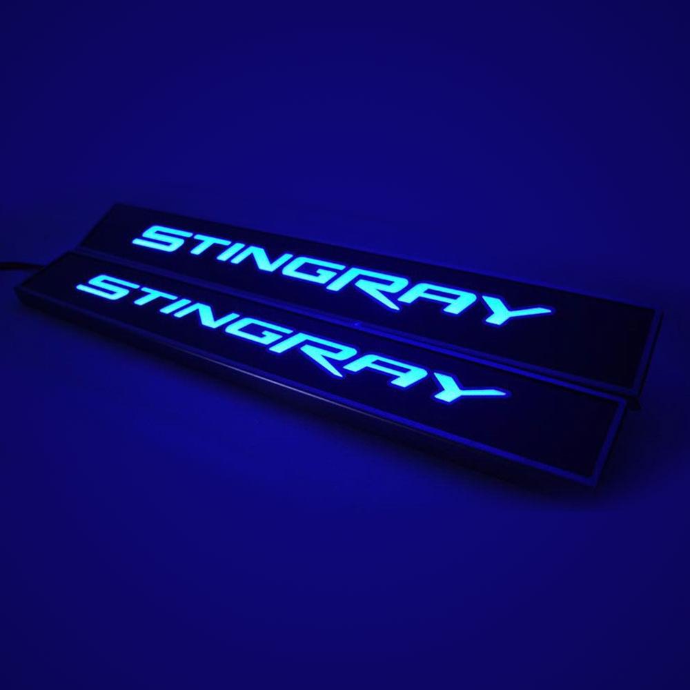 Corvette Illuminated Door Sill Replacements - Carbon Fiber : C7 Stingray, Z51