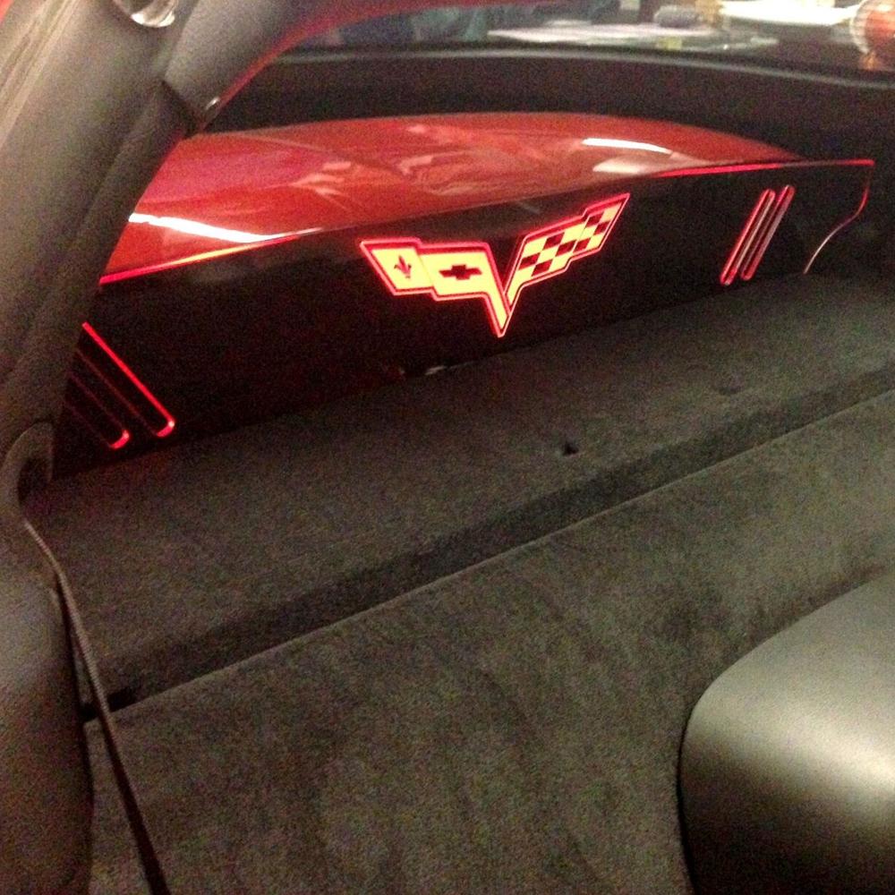 Corvette Red Illuminated Glow Plate - Coupe : 2005-13 C6, Z06, Grand Sport, ZR1