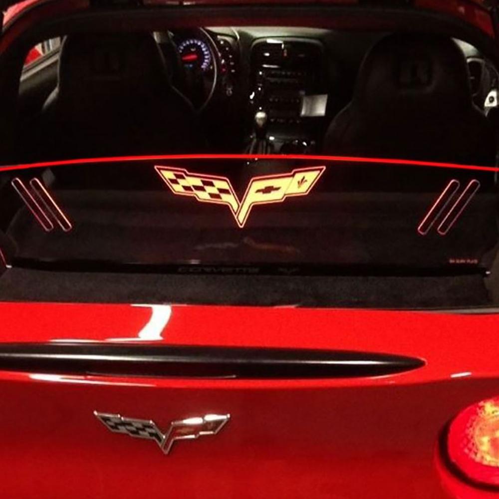 Corvette Red Illuminated Glow Plate - Coupe : 2005-13 C6, Z06, Grand Sport, ZR1