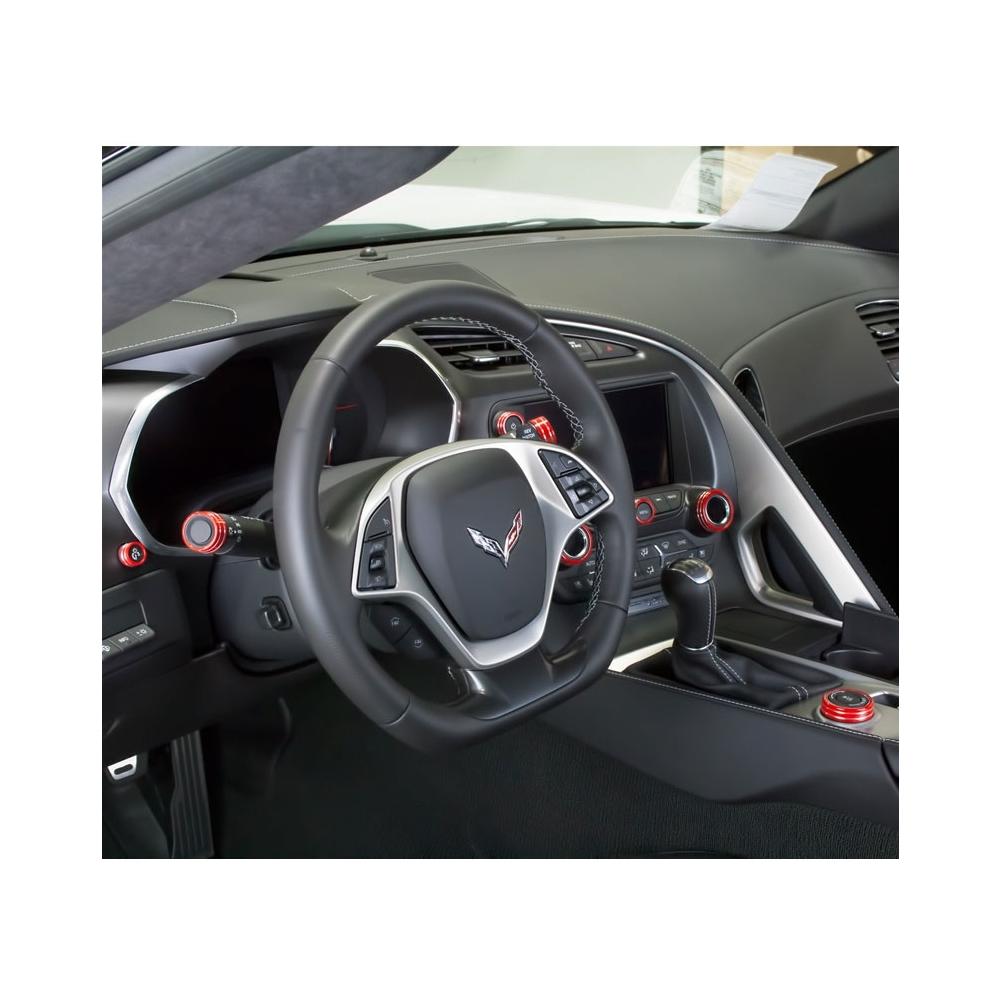 Corvette Interior Trim Ring Dash Knob Covers - Billet : C7 Stingray, Z51, Z06