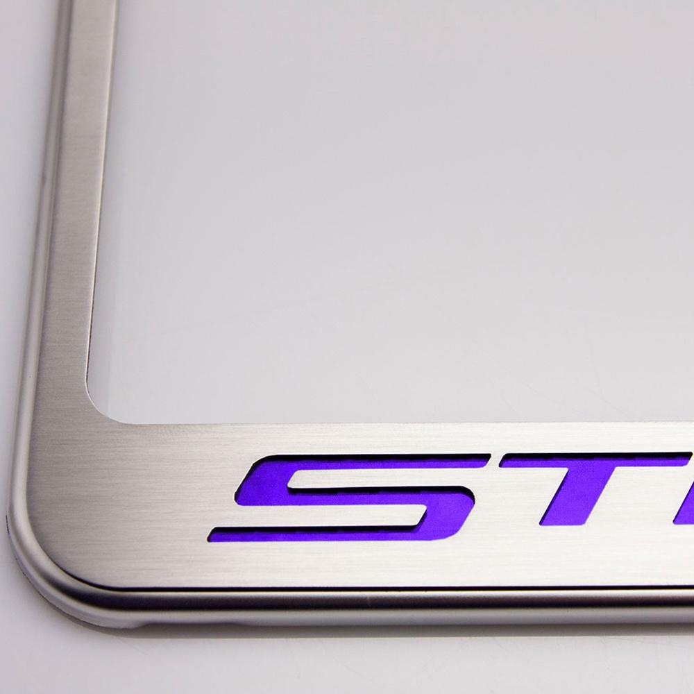Corvette License Plate Frame - Chrome w/Stainless Steel Illuminated "STINGRAY" Script : C7 Stingray