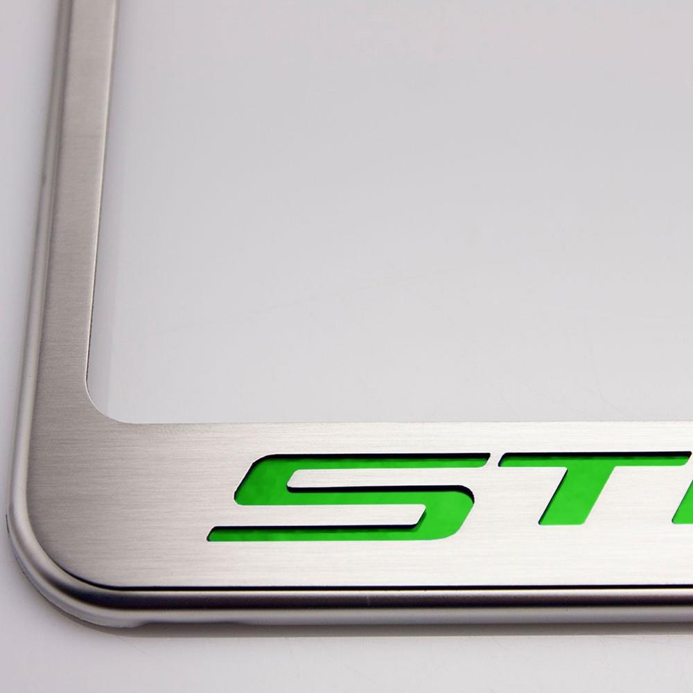 Corvette License Plate Frame - Chrome w/Stainless Steel Illuminated "STINGRAY" Script : C7 Stingray