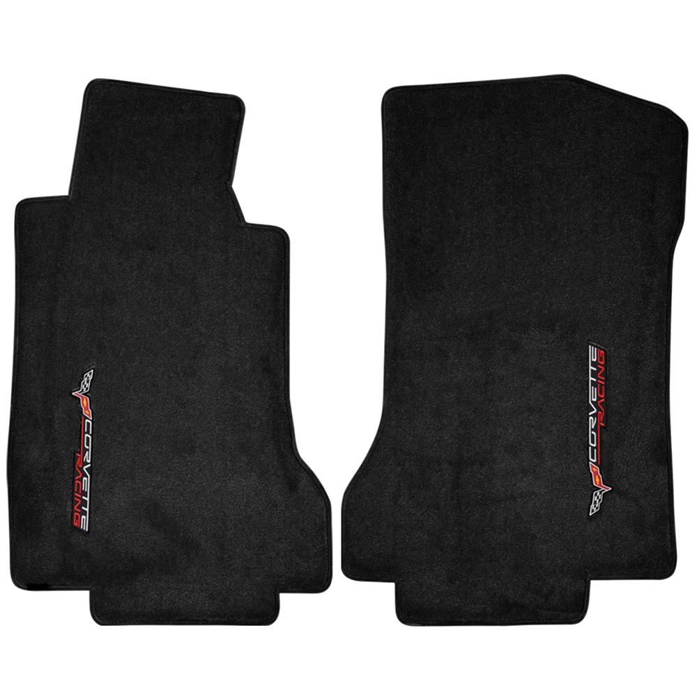 Corvette Lloyd Ultimat Floor Mats - Ebony with Corvette Racing : 2005-2007.5 C6 (Post Anchor)