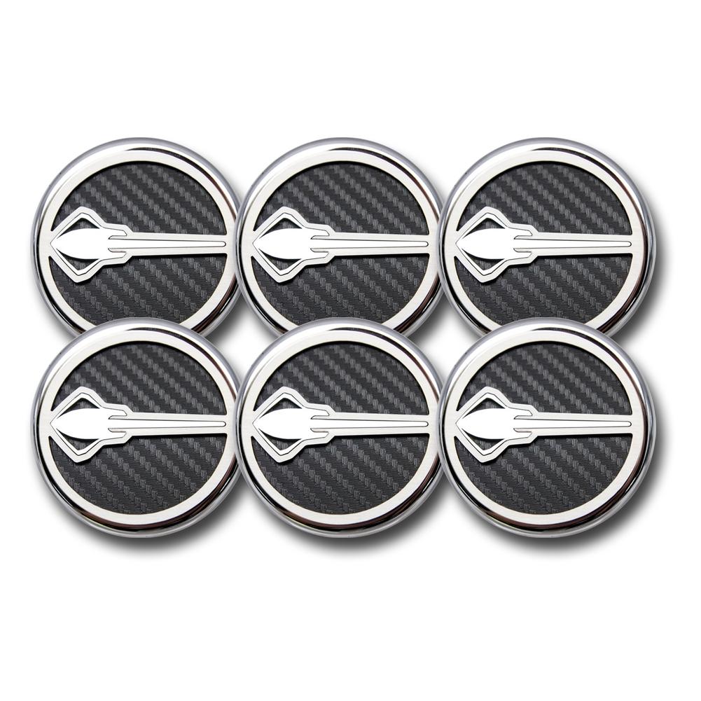 Corvette Manual Cap Cover Set - Stingray Emblem - Chrome/Brushed/Carbon Fiber Inlay : C7 Stingray, Z51 (Orange)