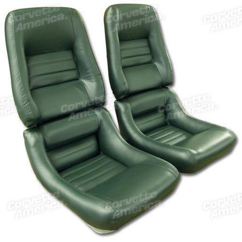 Corvette Mounted Leather Seat Covers. Green 100%-Leather 4-Bolster: 1979
