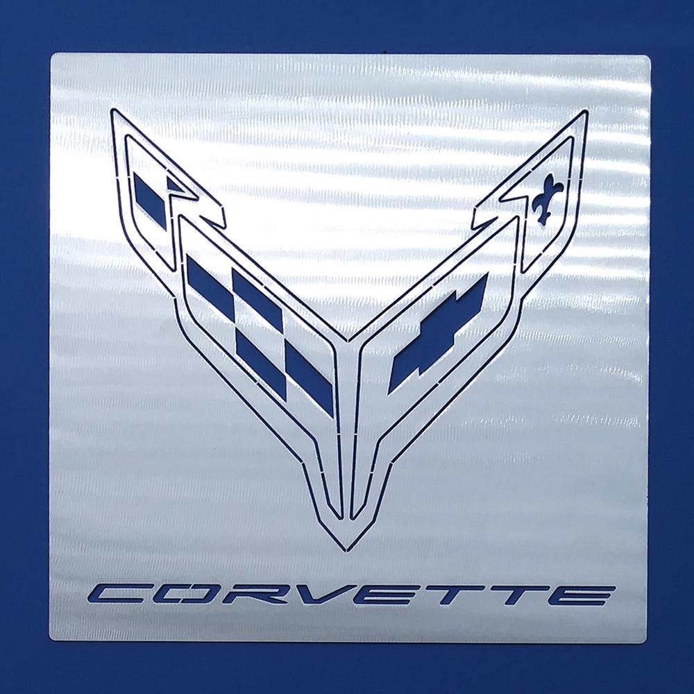 Corvette Next Generation Crossed Flag Emblem Signature Hanging Wall Art : 12 inch