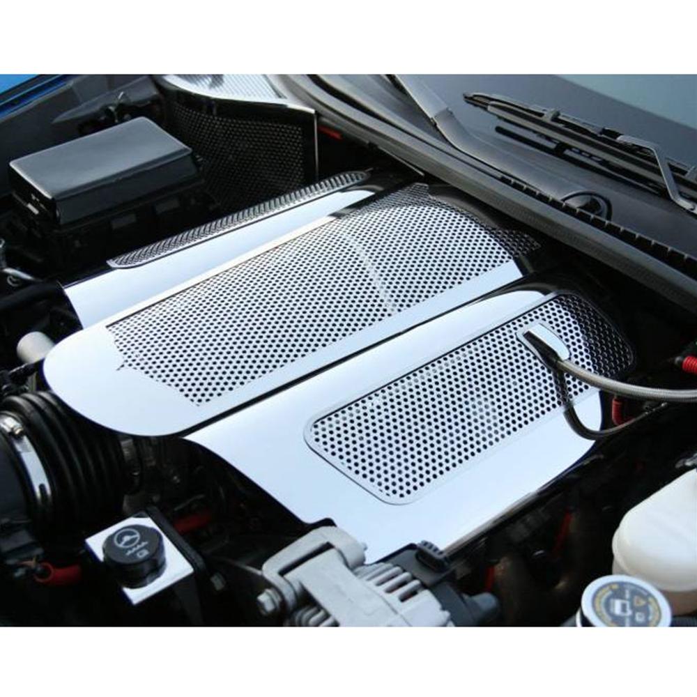 Corvette Plenum Cover Low Profile - Perforated Stainless Steel : 2006-2013 C6 Z06