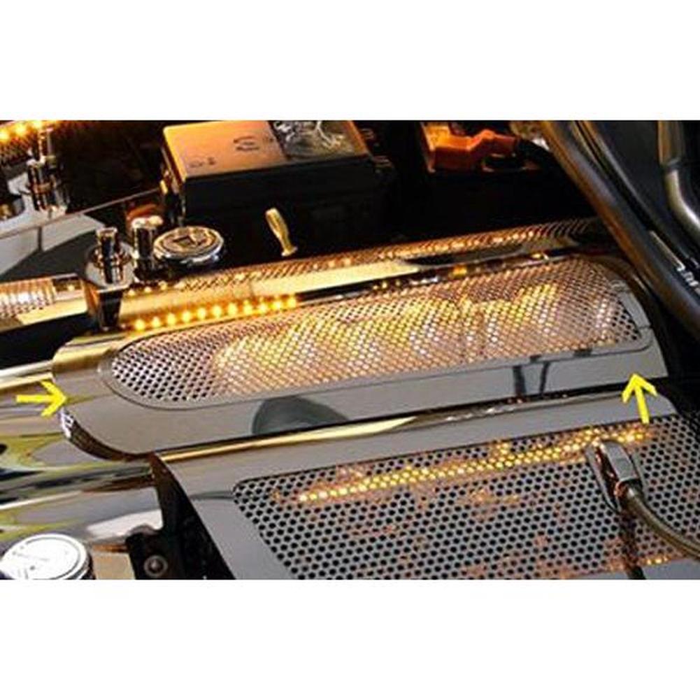Corvette Plenum Cover Low Profile - Perforated Stainless Steel (Illuminated Red) : 2005-2013 C6 & 2010-2013 Grand Sport