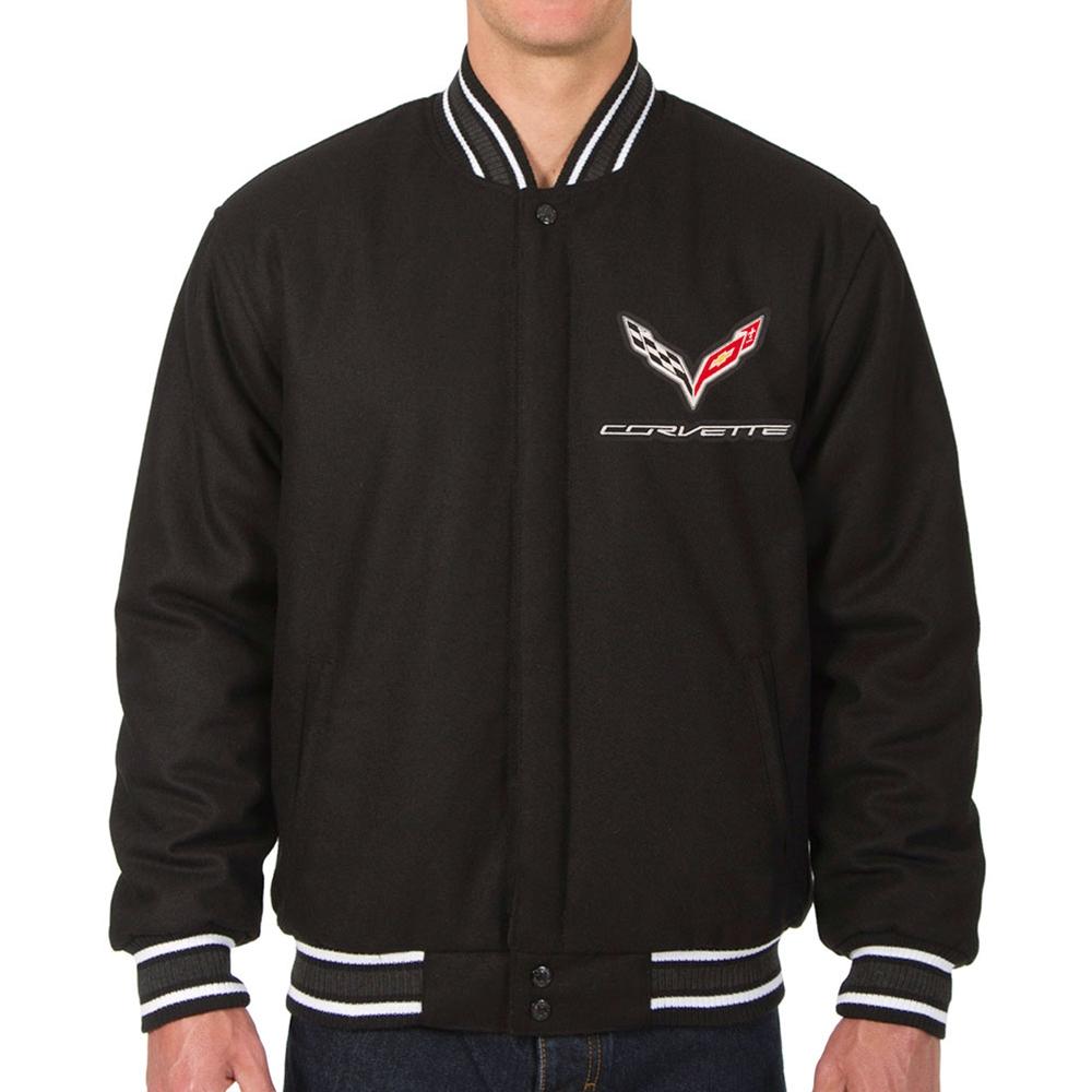 Corvette Reversible Wool Varsity Style Jacket - Black : C7 Stingray, Z51