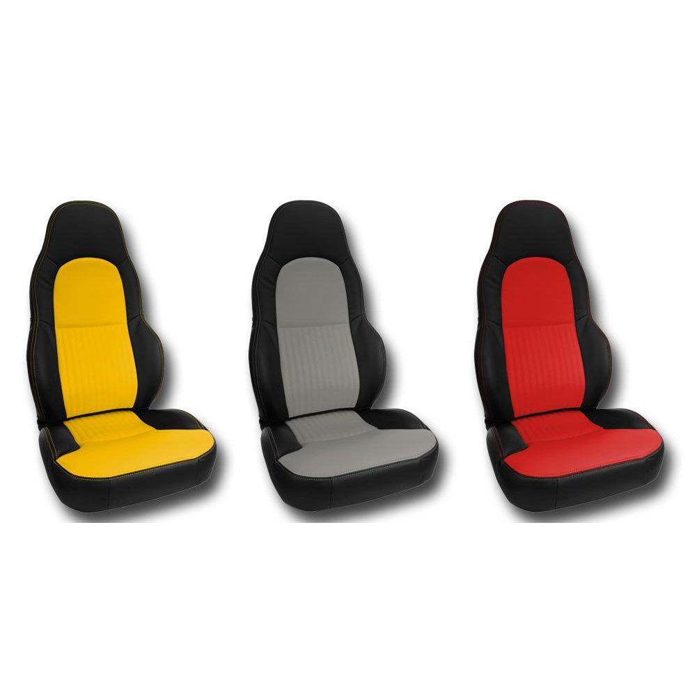 Corvette Seat Covers - 2-Tone Custom Leather - Modified for Standard Seats : 1997-2004 C5 & Z06