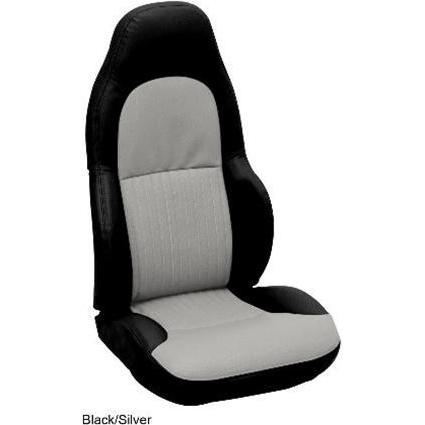 Corvette Seat Covers - 2-Tone Custom Vinyl - Modified for Standard Seats : 1997-2004 C5 & Z06 (Black with Gray)