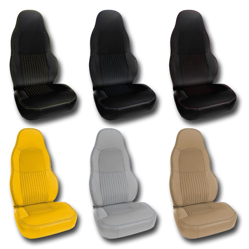 Corvette Seat Covers - Accented Custom Leather for Standard Seats Only : 1997-2004 C5 & Z06