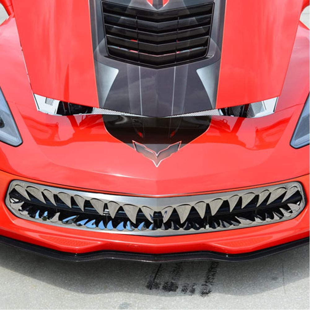 Corvette Shark Tooth Front Grille Stainless Steel Overlay : C7 Stingray, Z51 2014-15