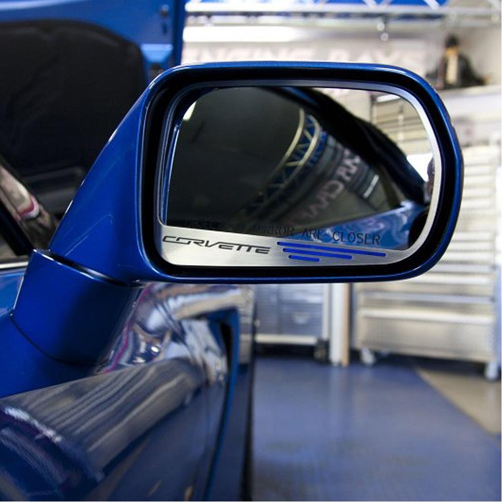 Corvette Side View Mirror with "CORVETTE" Script 2Pc : C7 Stingray, Z51