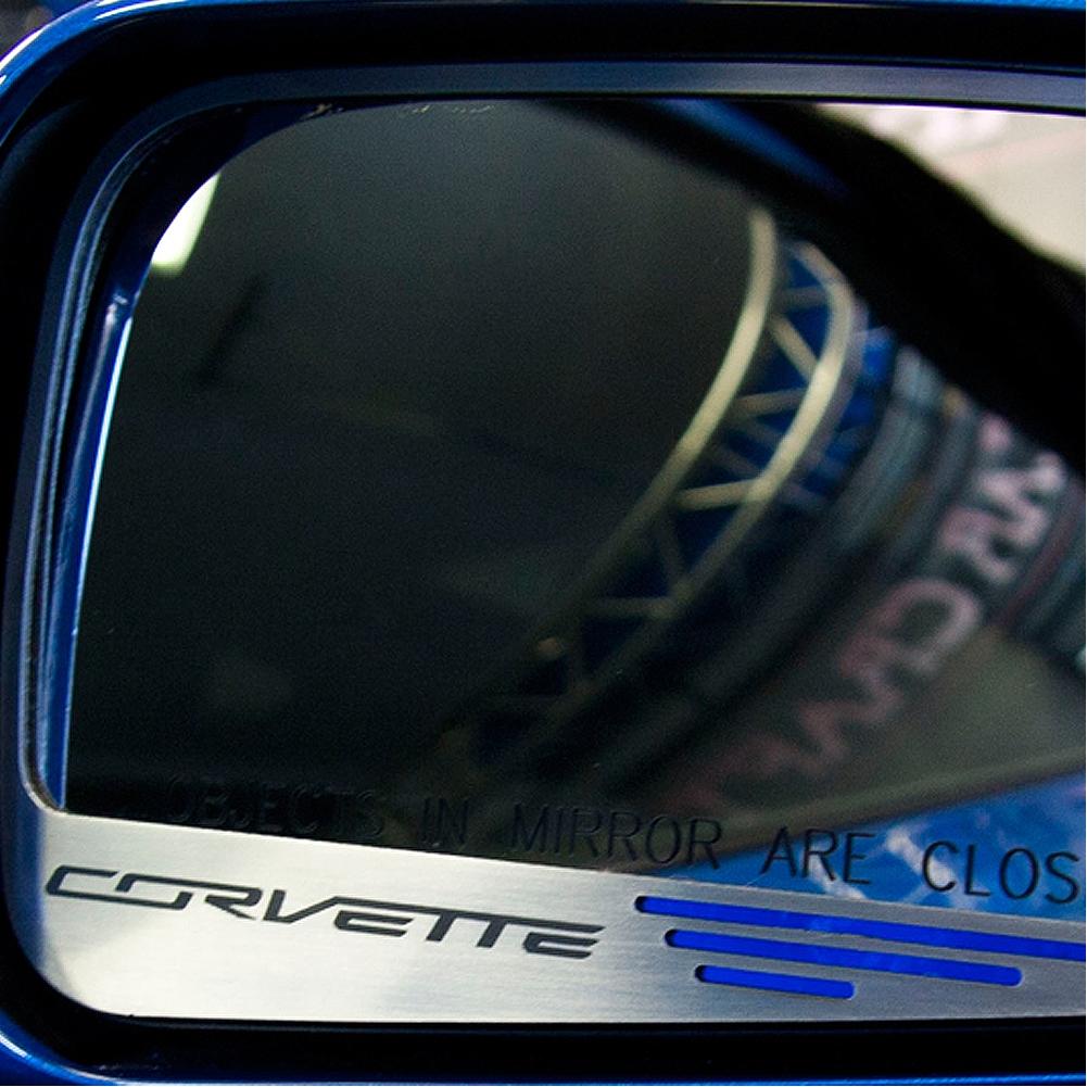 Corvette Side View Mirror with "CORVETTE" Script 2Pc : C7 Stingray, Z51