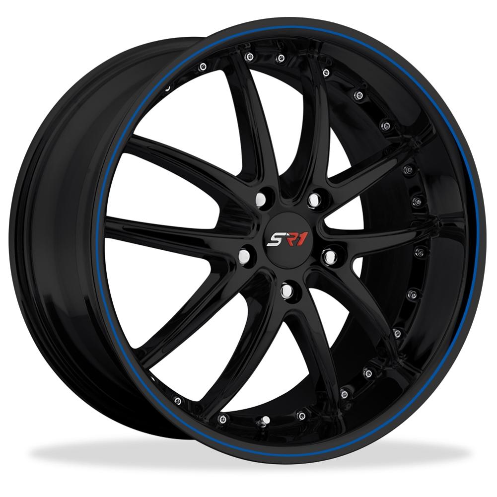 Corvette SR1 Performance Wheels - APEX Series : Gloss Black w/Blue Stripe