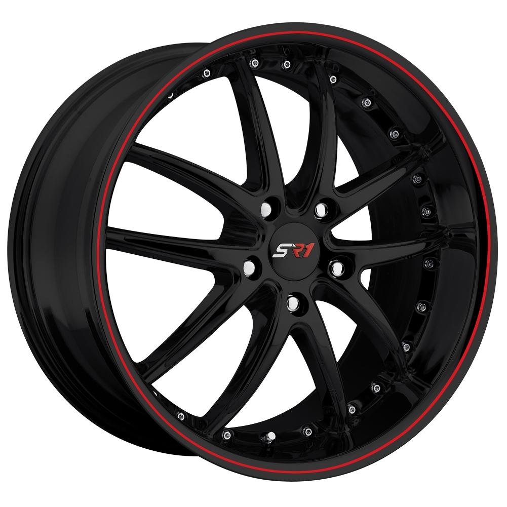 Corvette SR1 Performance Wheels - APEX Series : Gloss Black w/Red Stripe