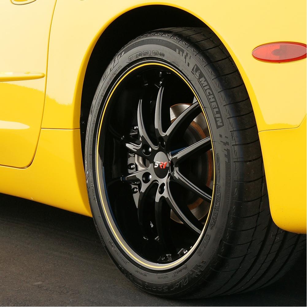 Corvette SR1 Performance Wheels - APEX Series : Gloss Black w/Yellow Stripe