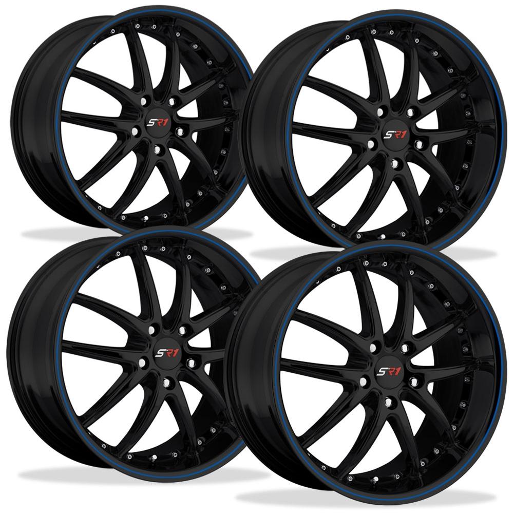 Corvette SR1 Performance Wheels - APEX Series (Set) : Gloss Black w/Blue Stripe