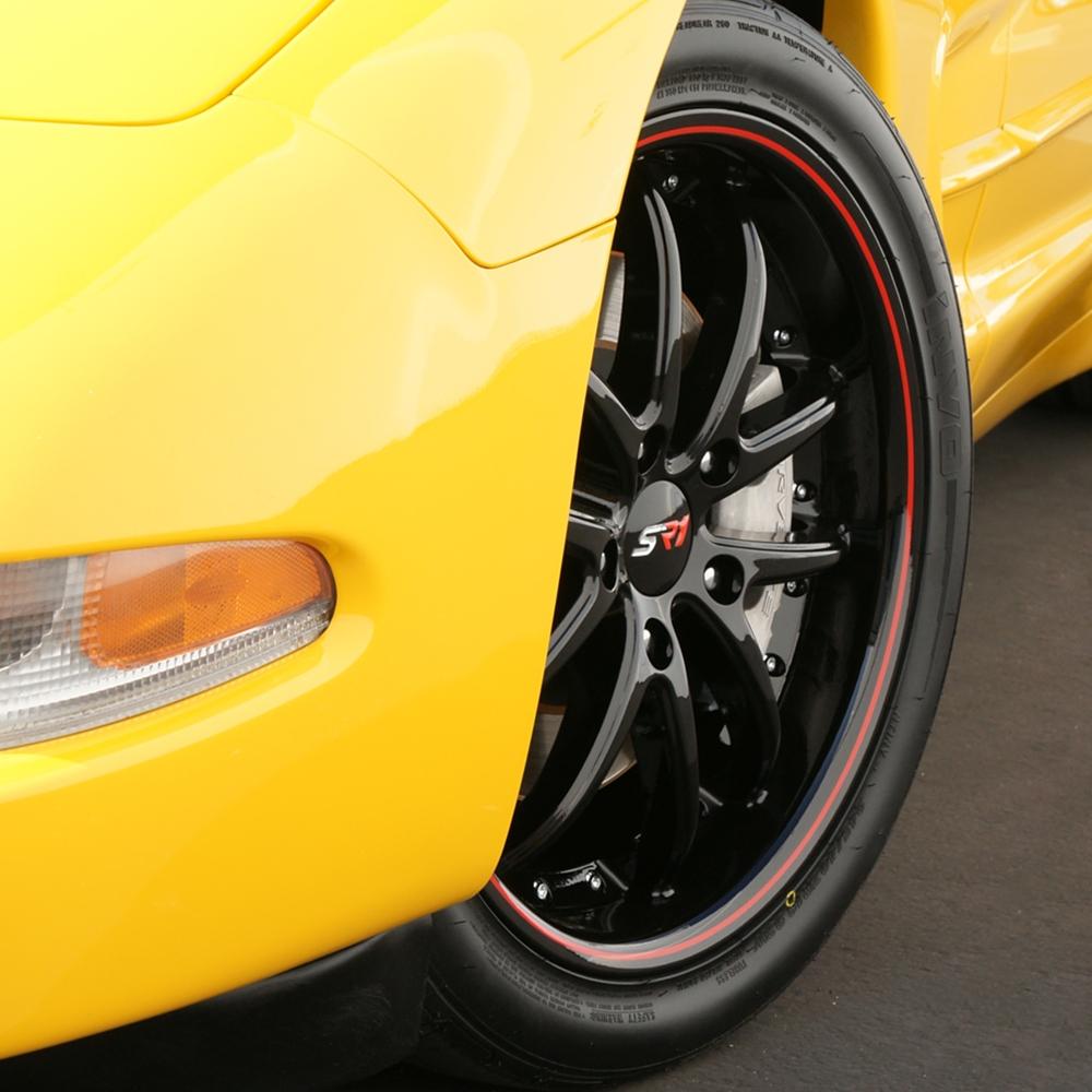 Corvette SR1 Performance Wheels - APEX Series (Set) : Gloss Black w/Red Stripe