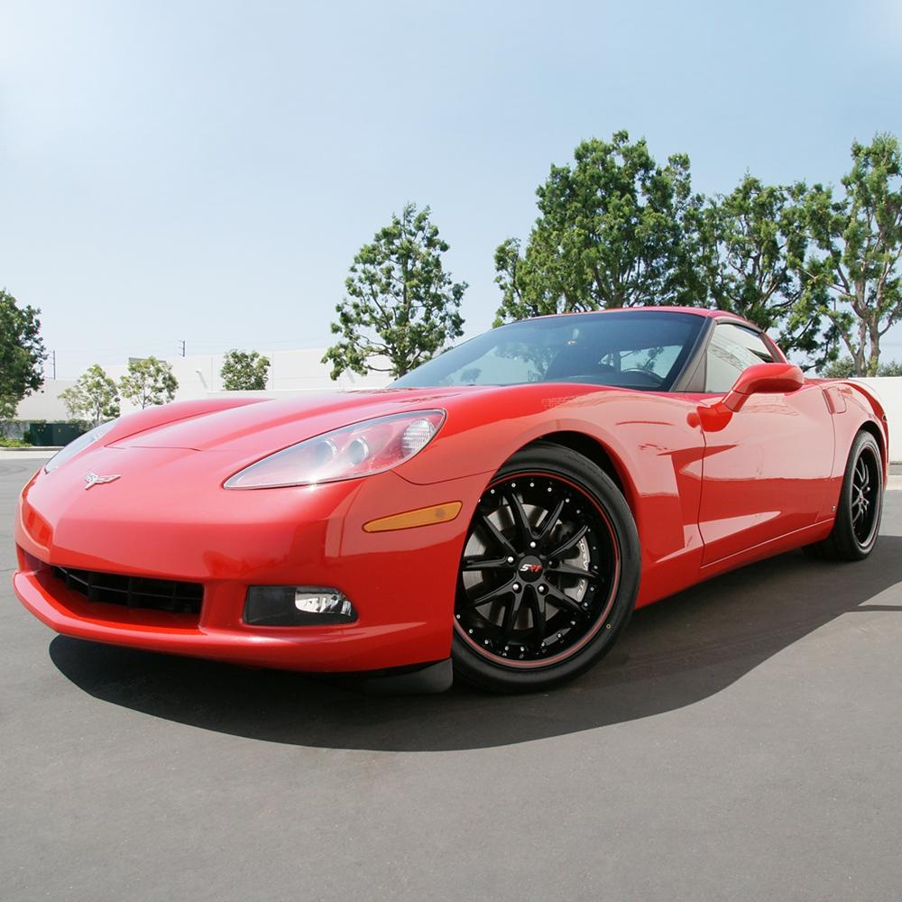 Corvette SR1 Performance Wheels - APEX Series (Set) : Gloss Black w/Red Stripe