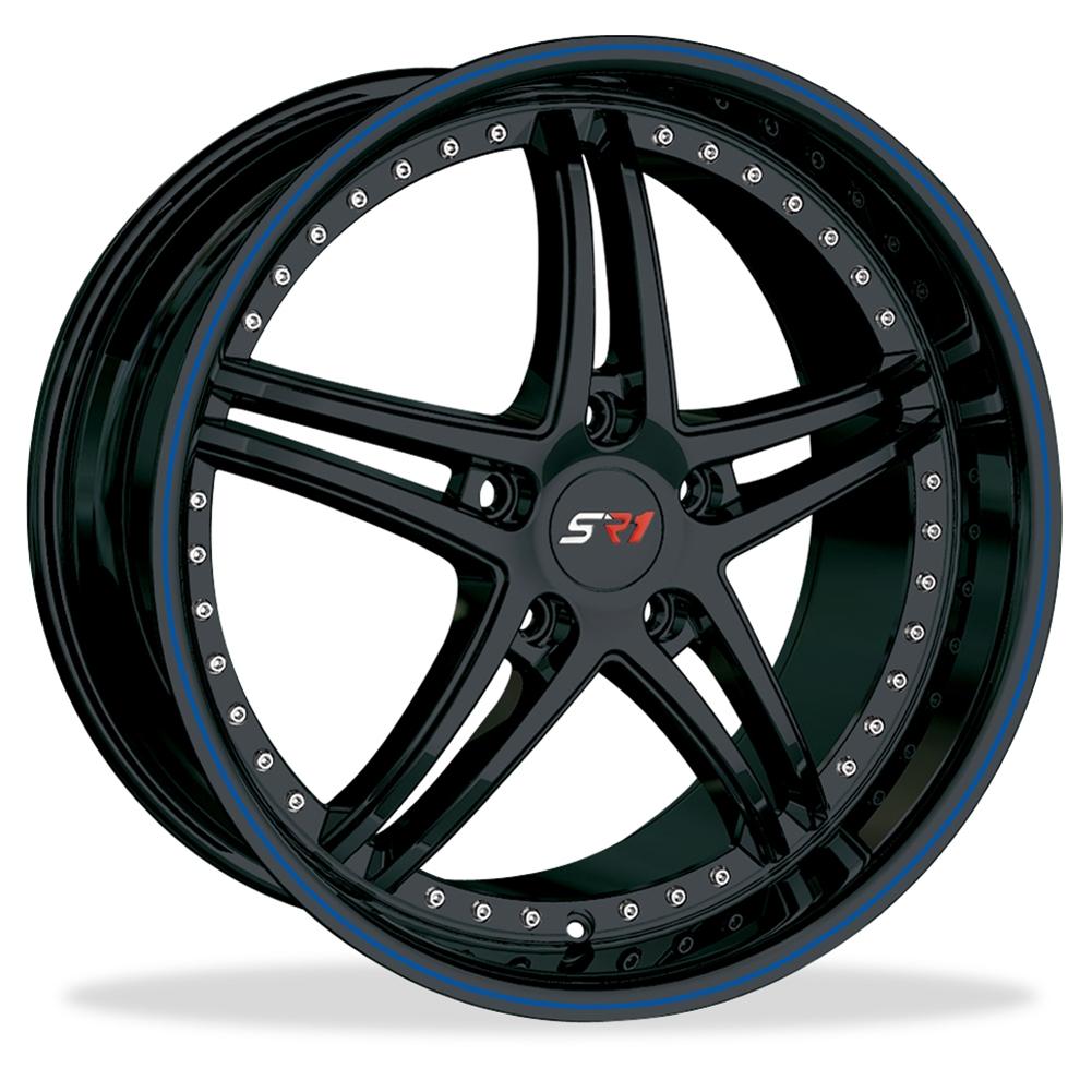 Corvette SR1 Performance Wheels - BULLET Series : Gloss Black w/Blue Stripe