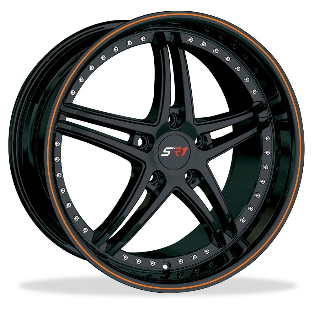 Corvette SR1 Performance Wheels - BULLET Series : Gloss Black w/Orange Stripe