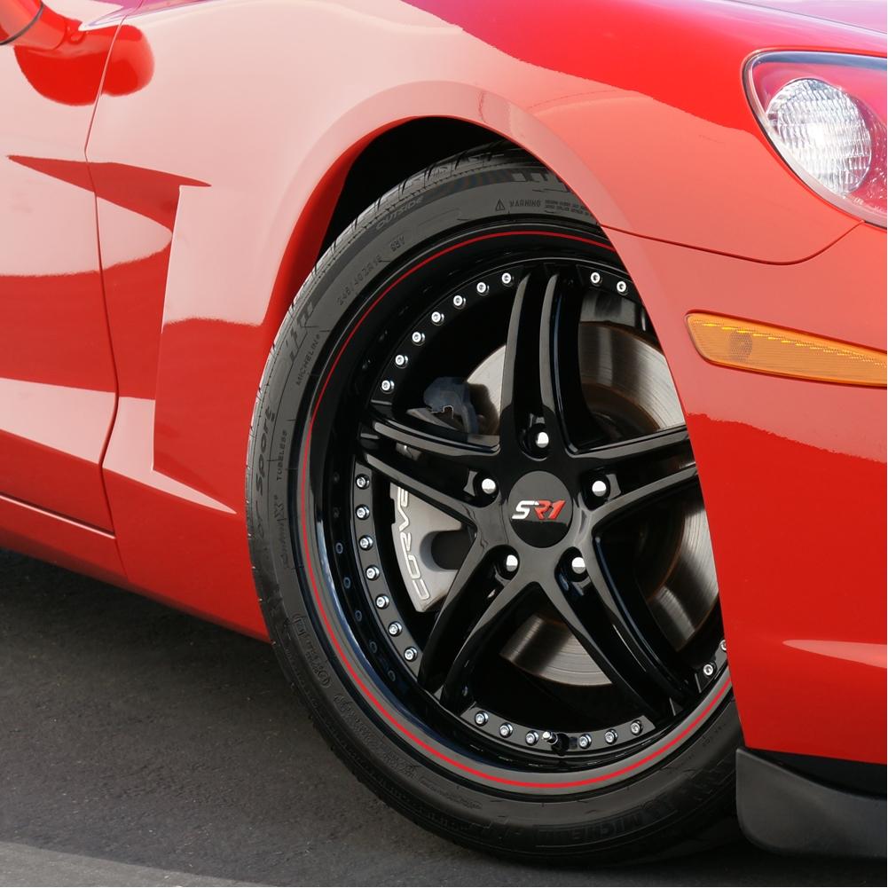 Corvette SR1 Performance Wheels - BULLET Series : Gloss Black w/Red Stripe