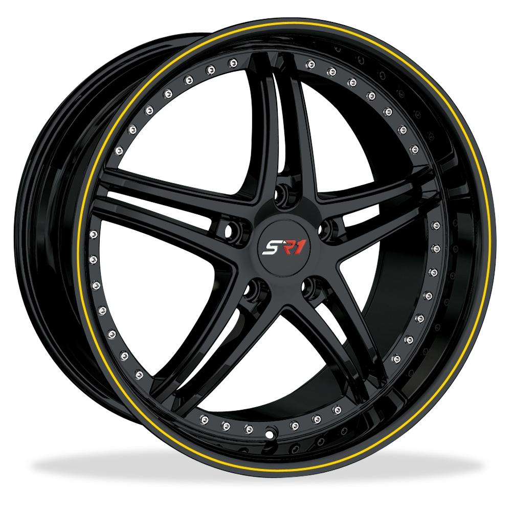 Corvette SR1 Performance Wheels - BULLET Series : Gloss Black w/Yellow Stripe