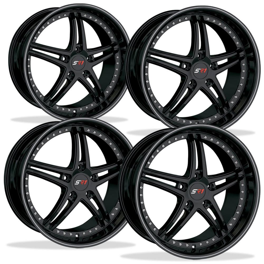 Corvette SR1 Performance Wheels - BULLET Series (Set) : Gloss Black w/Silver Stripe