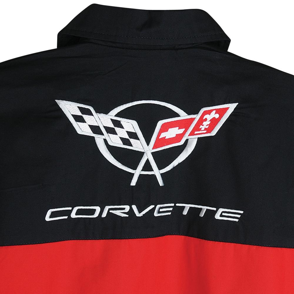 Corvette Twill Jacket w/ C5 Emblem - Red/Black : 1997-2004 C5