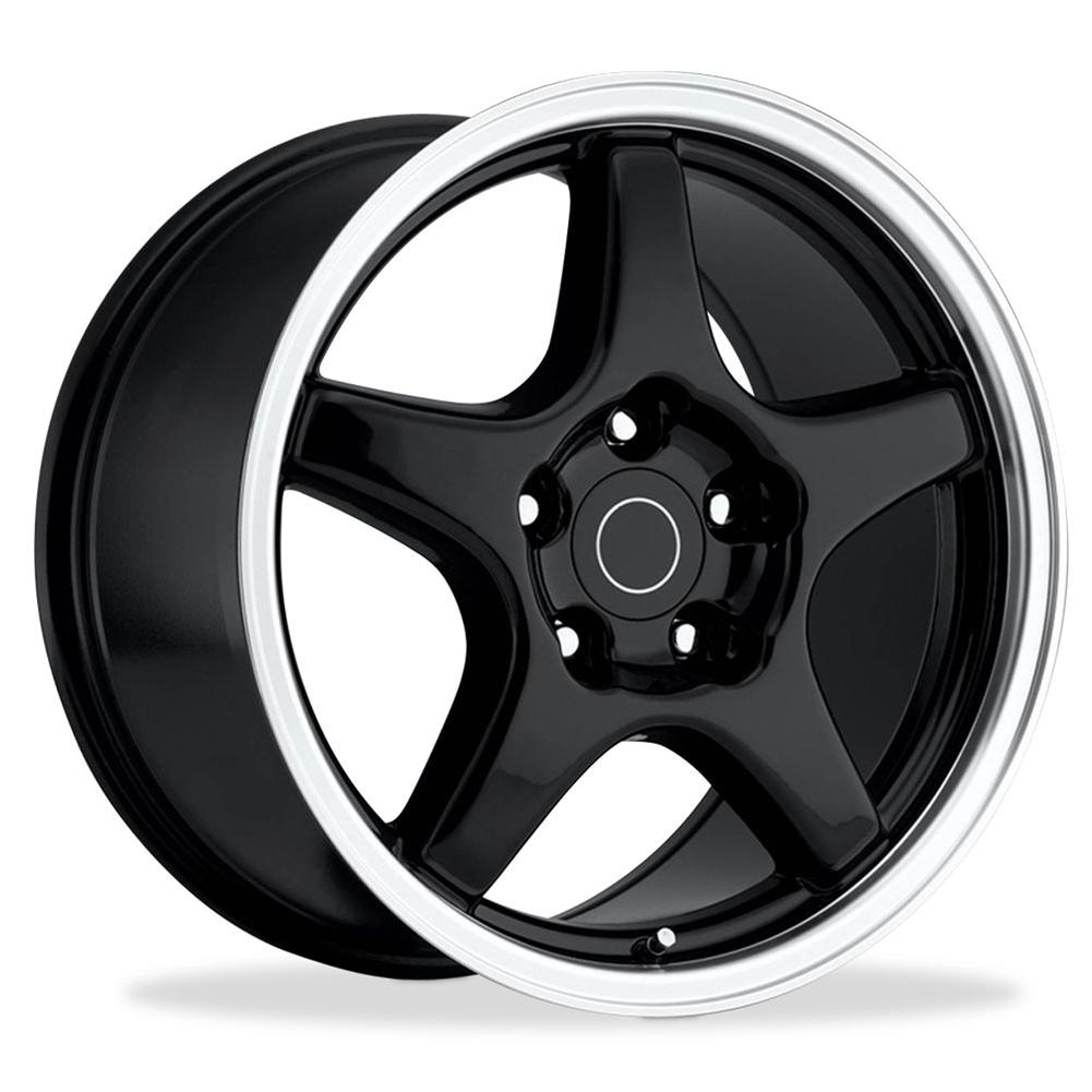 Corvette Wheels - 1996 Grand Sport Style Reproduction : Black with Machined Lip